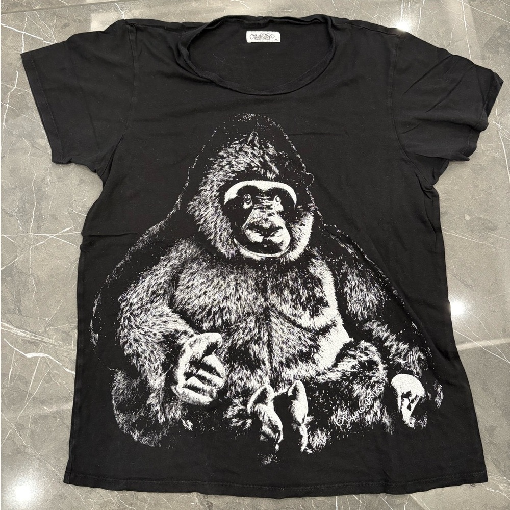 Women's Lauren Moshi Beverly Hills Gorilla T Shirt Medium Black